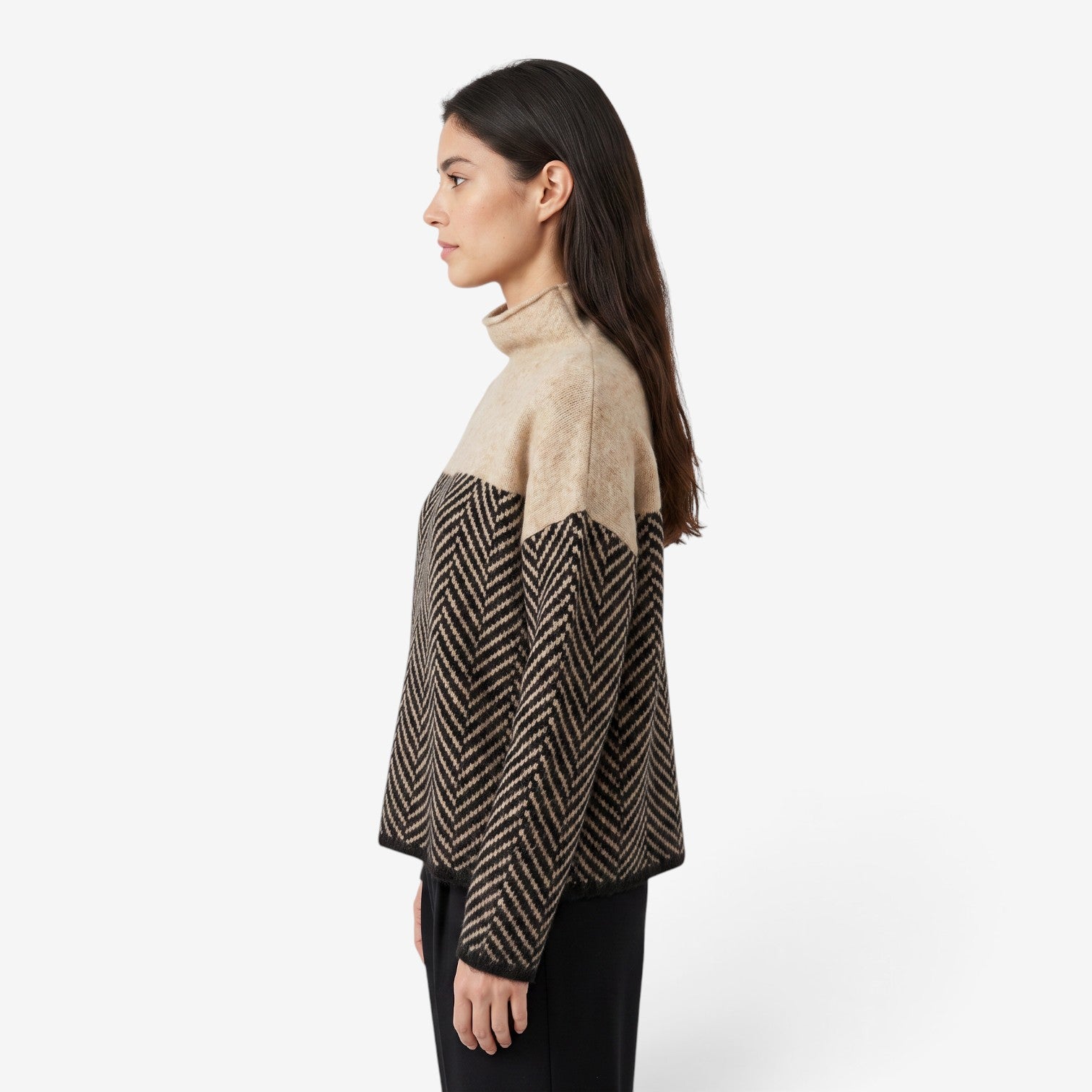 Jersey de Punto con Cuello Alto para Mujer