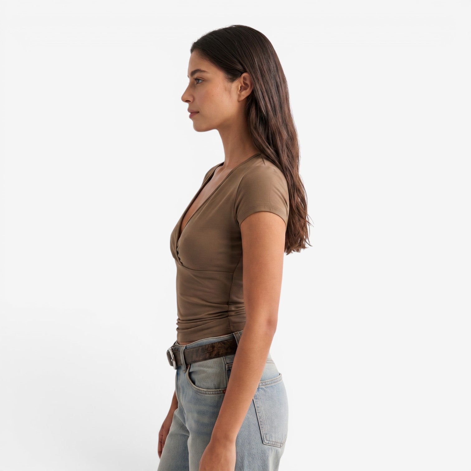 Camiseta Ajustada de Manga Corta para Mujer