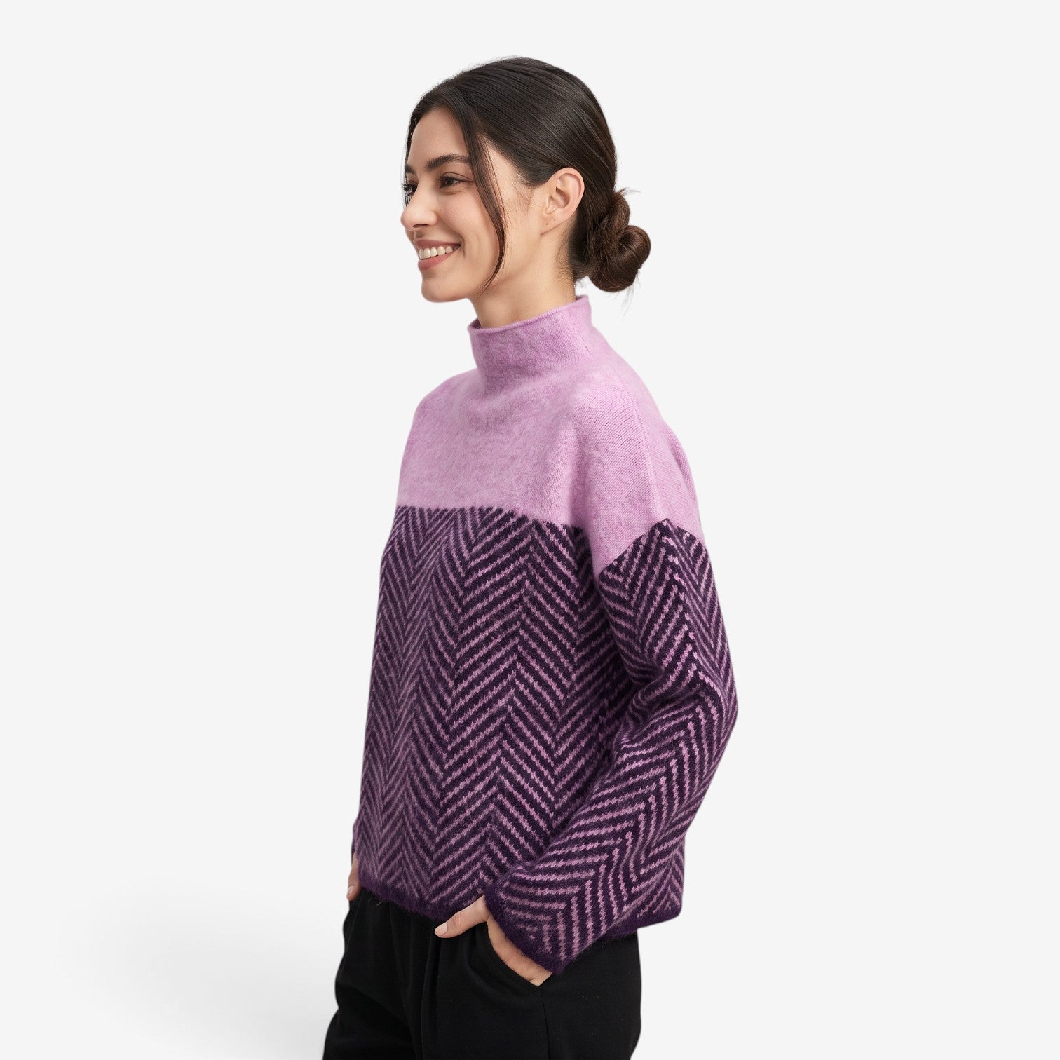 Jersey de Punto con Cuello Alto para Mujer