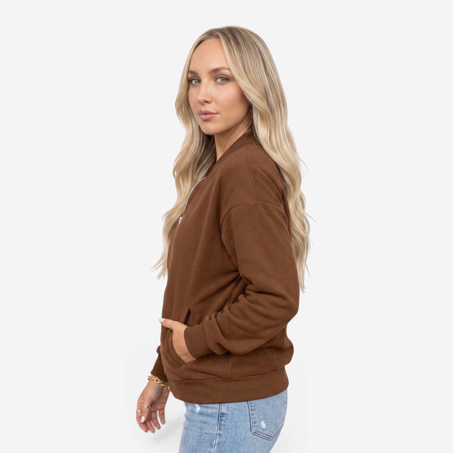 Chaqueta Bomber con Cremallera para Mujer