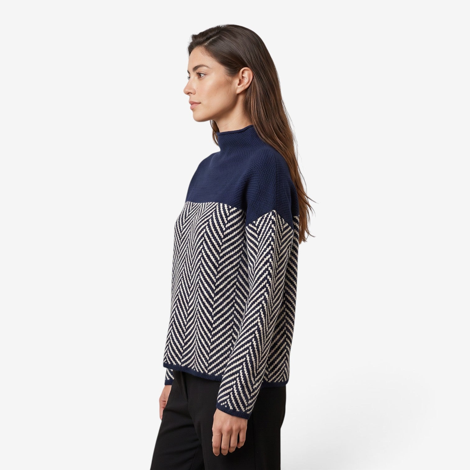 Jersey de Punto con Cuello Alto para Mujer