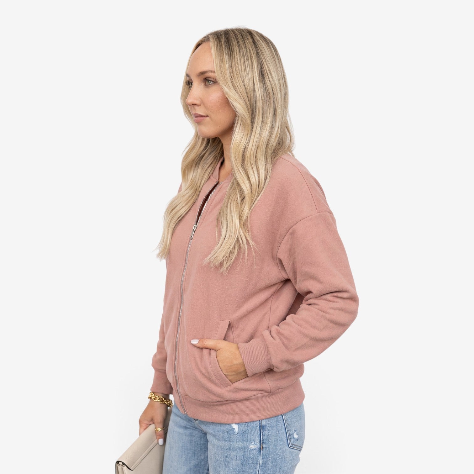Chaqueta Bomber con Cremallera para Mujer