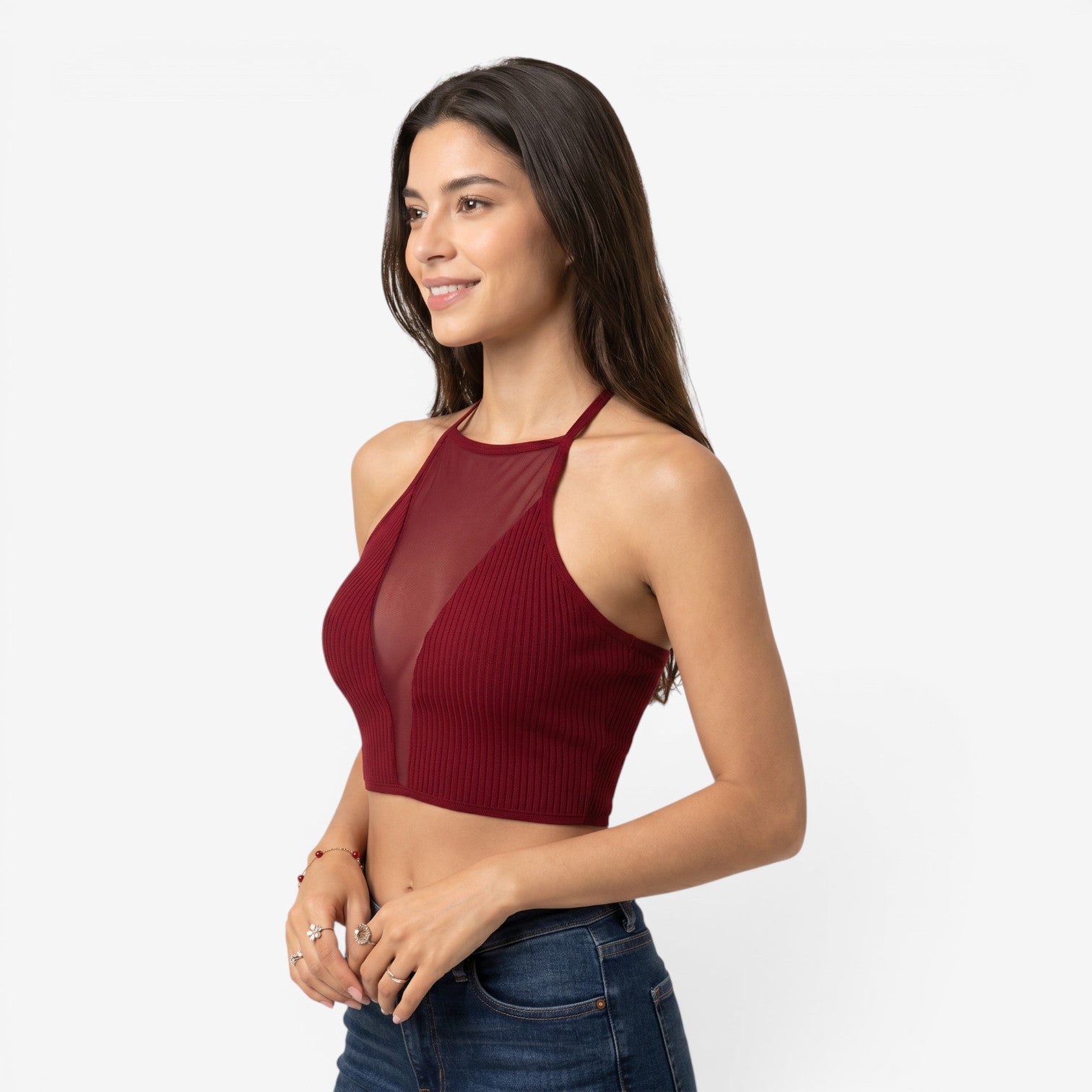 Top de Malla Transparente para Mujer