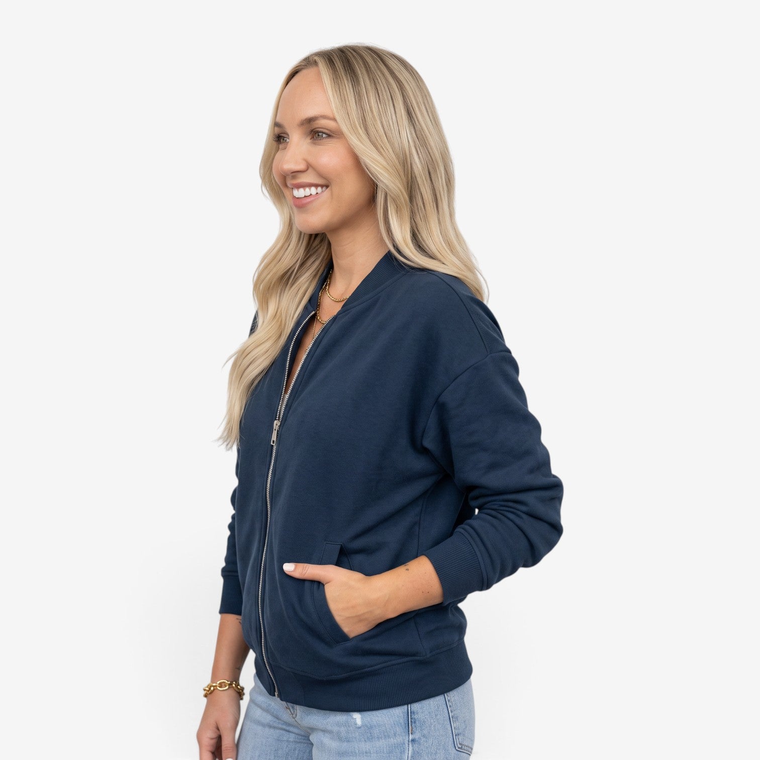 Chaqueta Bomber con Cremallera para Mujer