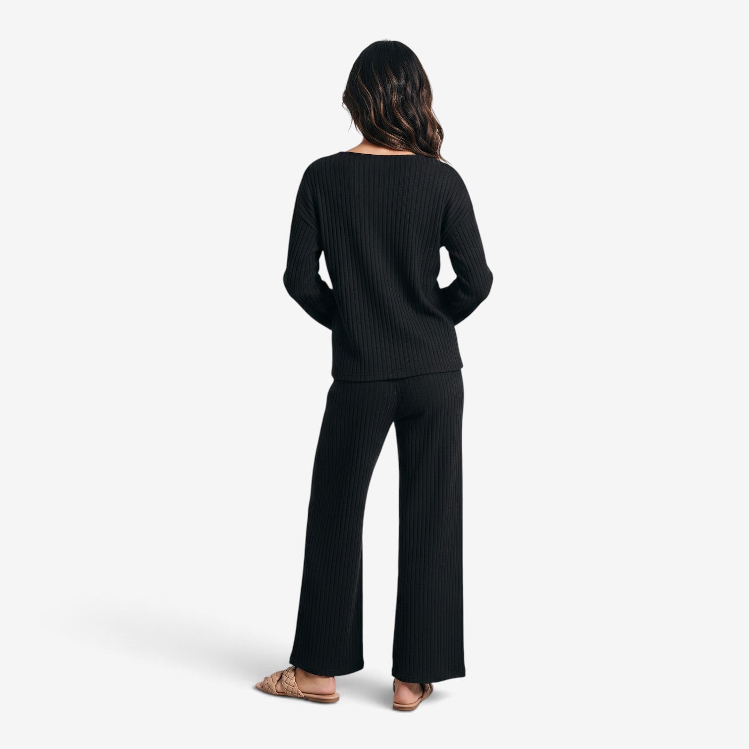 Conjunto de Punto con Pantalón de Pierna Ancha para Mujer
