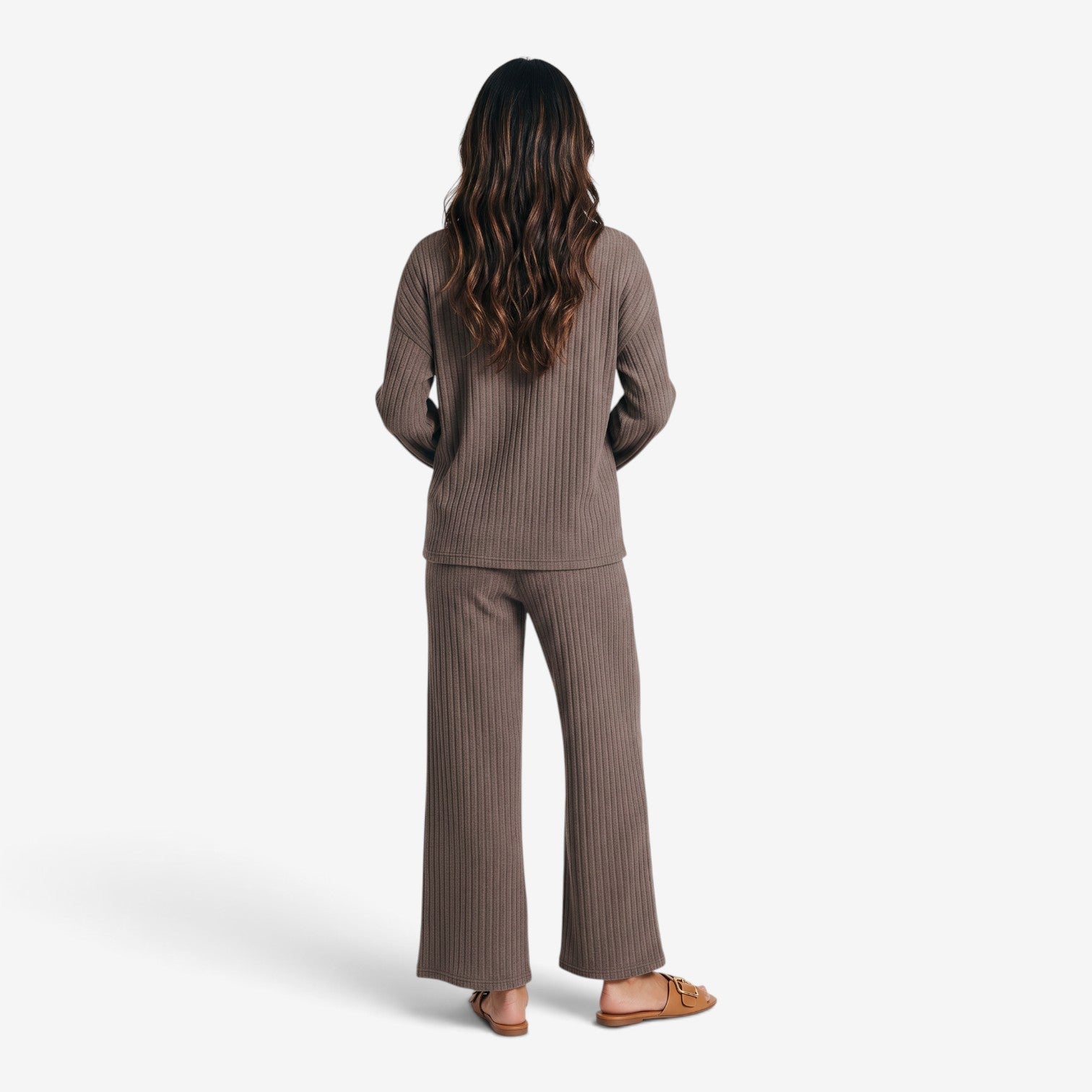 Conjunto de Punto con Pantalón de Pierna Ancha para Mujer