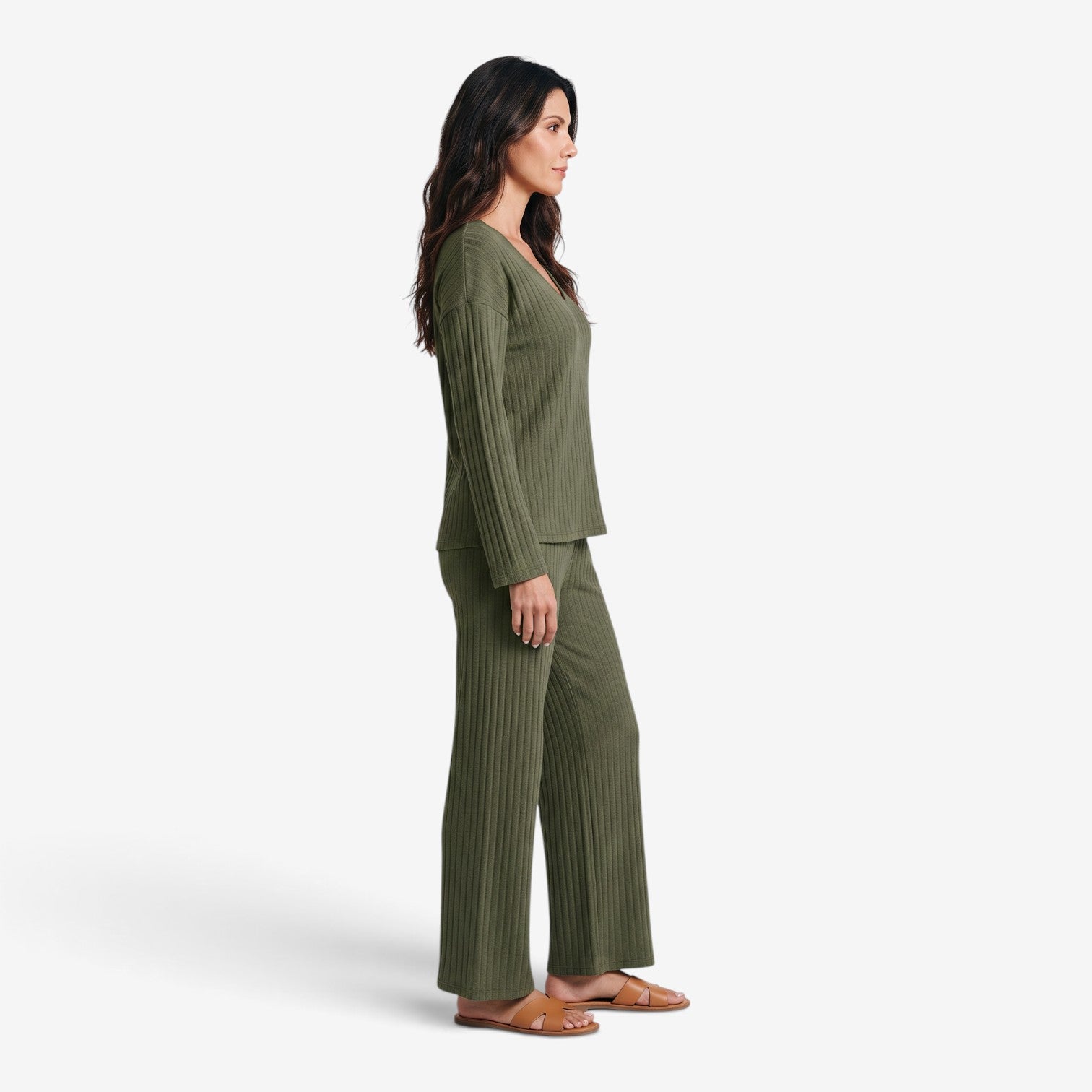 Conjunto de Punto con Pantalón de Pierna Ancha para Mujer