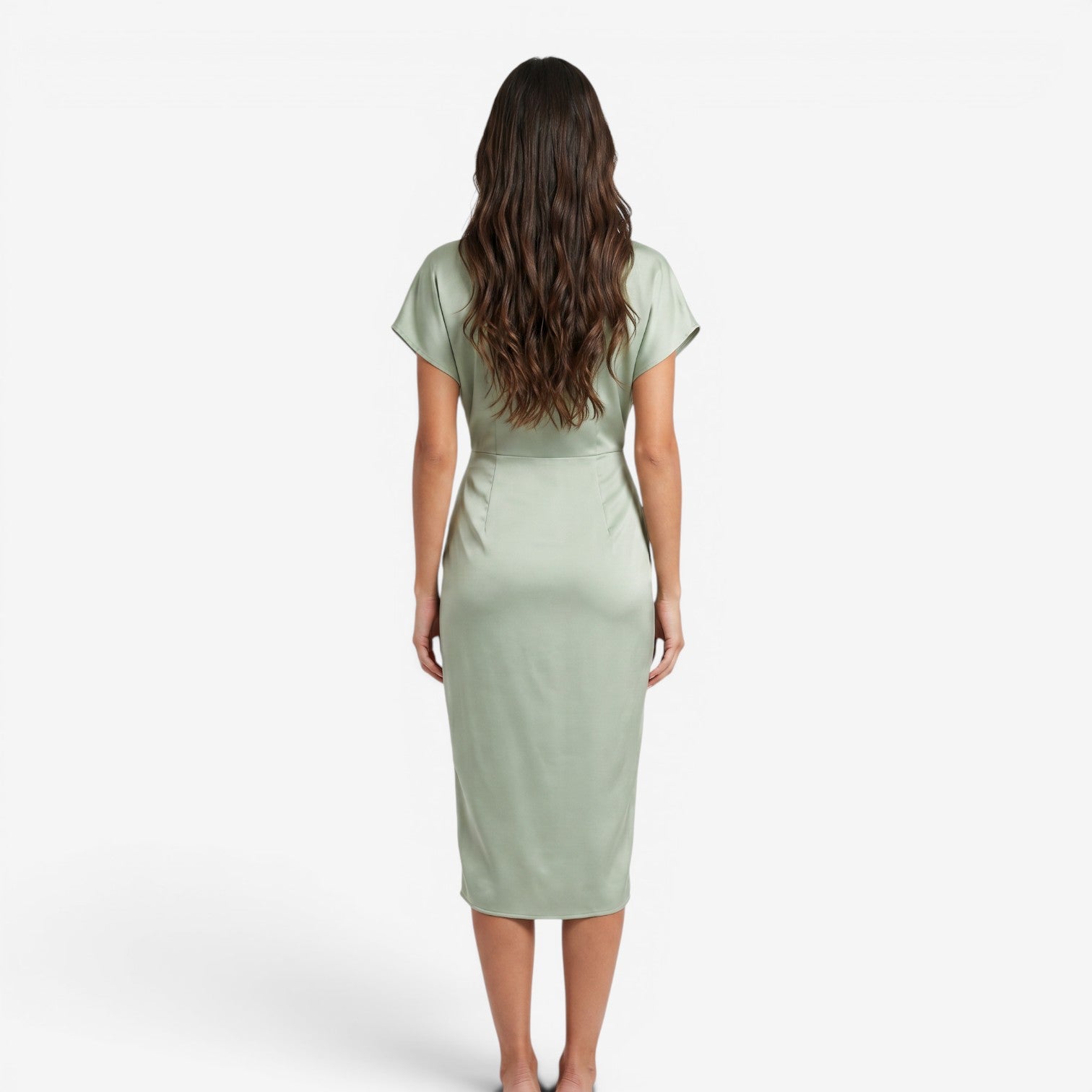 Vestido Plisado con Cuello V para Mujer