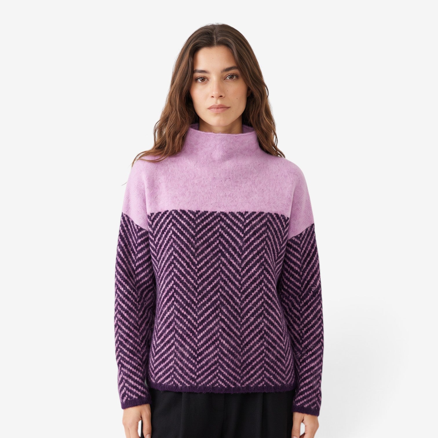 Jersey de Punto con Cuello Alto para Mujer