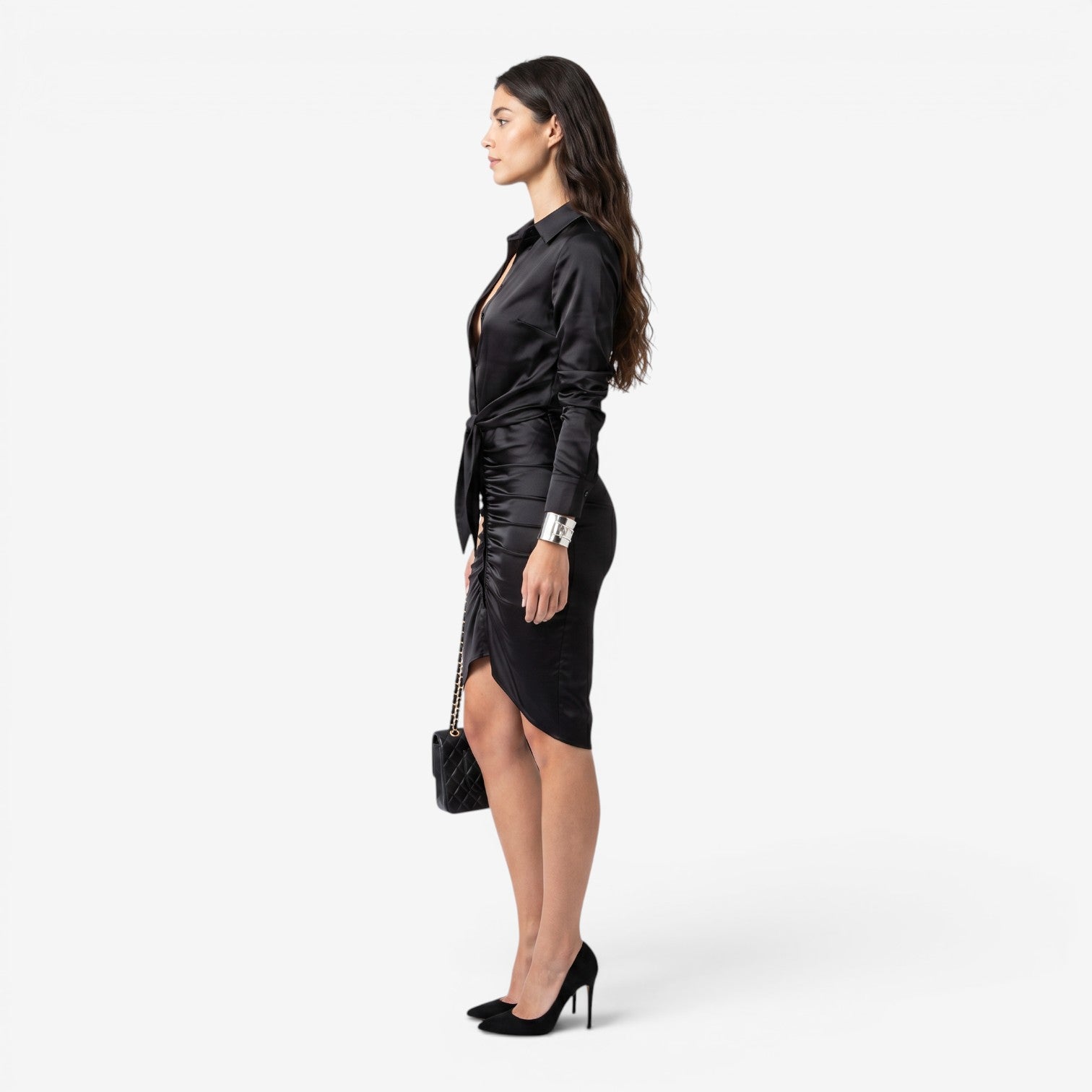 Vestido Camisero Midi con Cordón