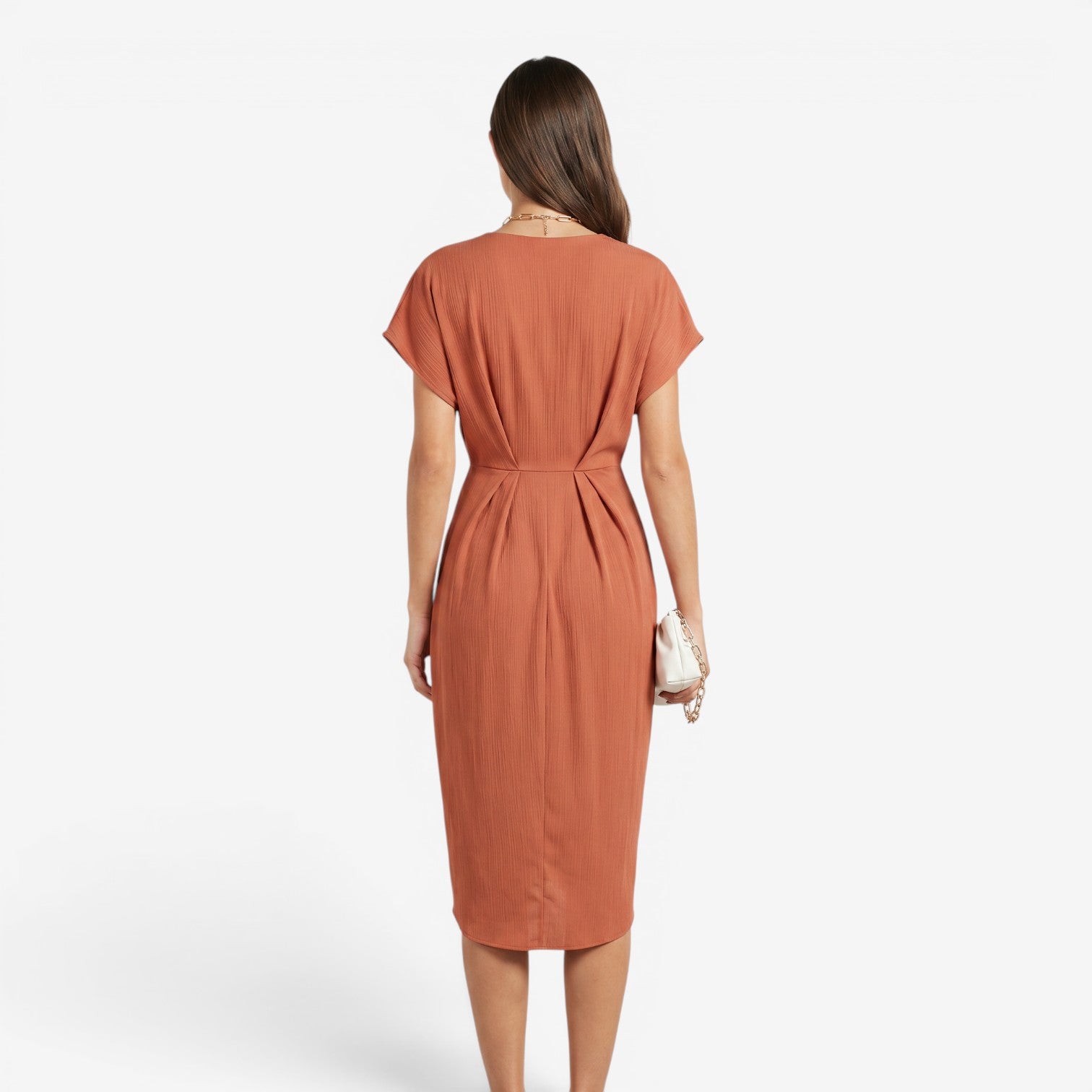 Vestido Plisado con Cuello V para Mujer