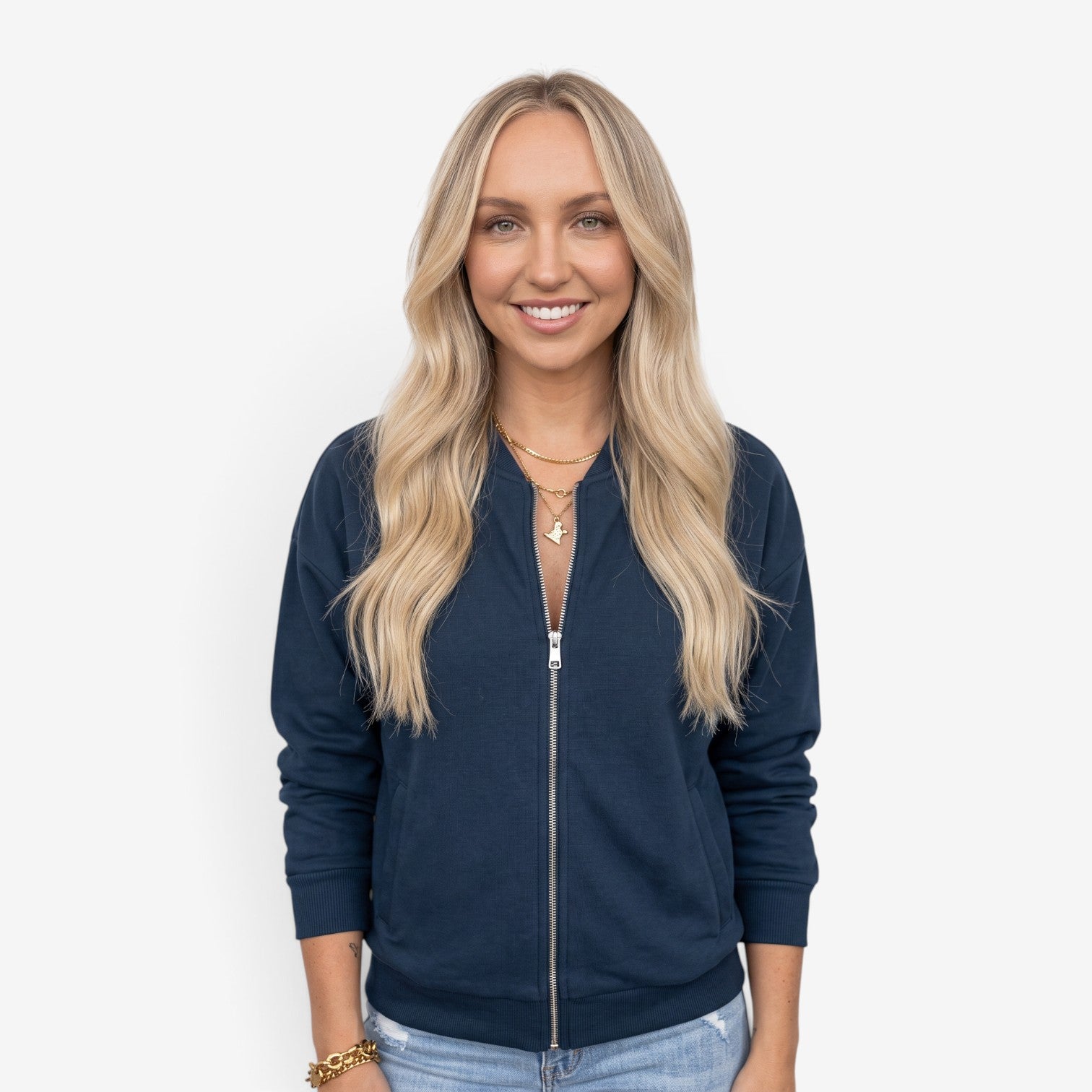Chaqueta Bomber con Cremallera para Mujer