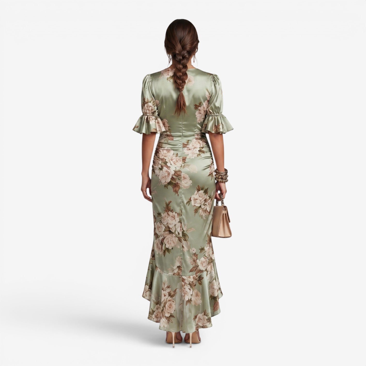Vestido Largo de Manga Acampanada para Mujer