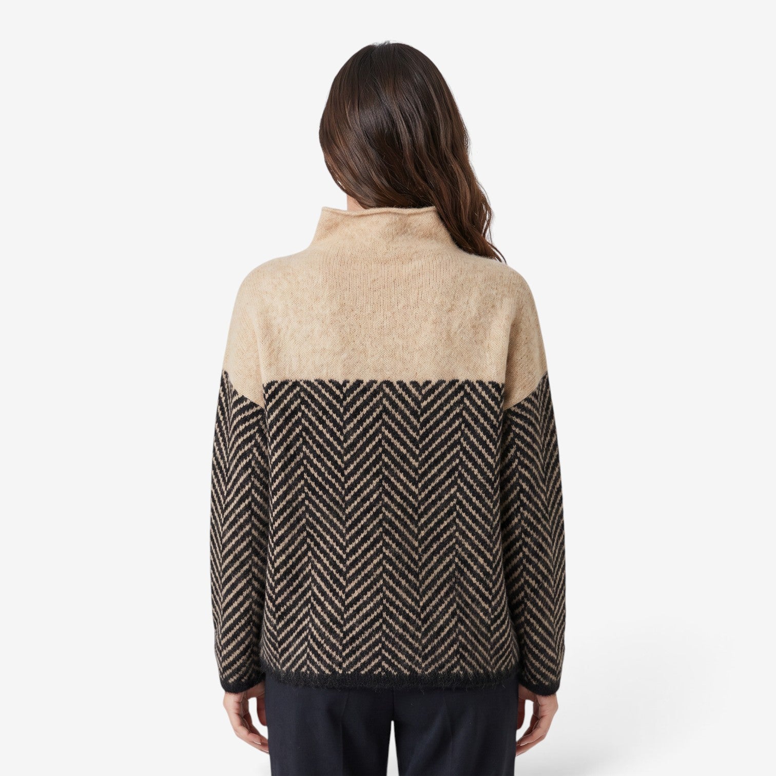 Jersey de Punto con Cuello Alto para Mujer