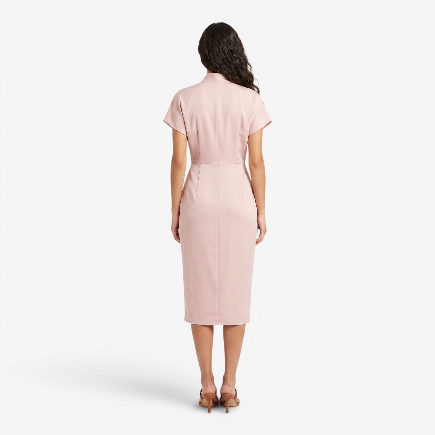 Vestido Plisado con Cuello V para Mujer