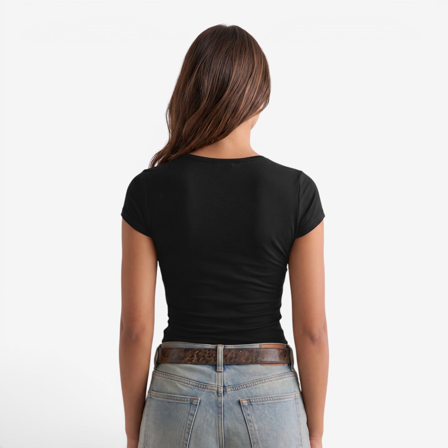 Camiseta Ajustada de Manga Corta para Mujer