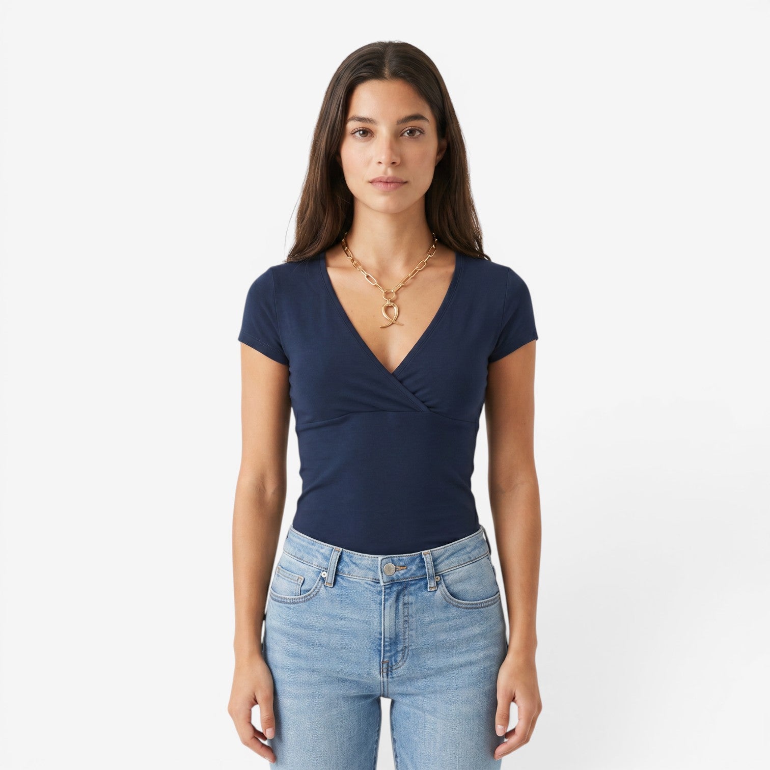 Camiseta Ajustada de Manga Corta para Mujer