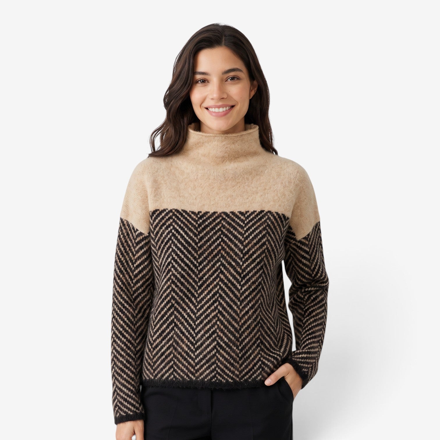 Jersey de Punto con Cuello Alto para Mujer
