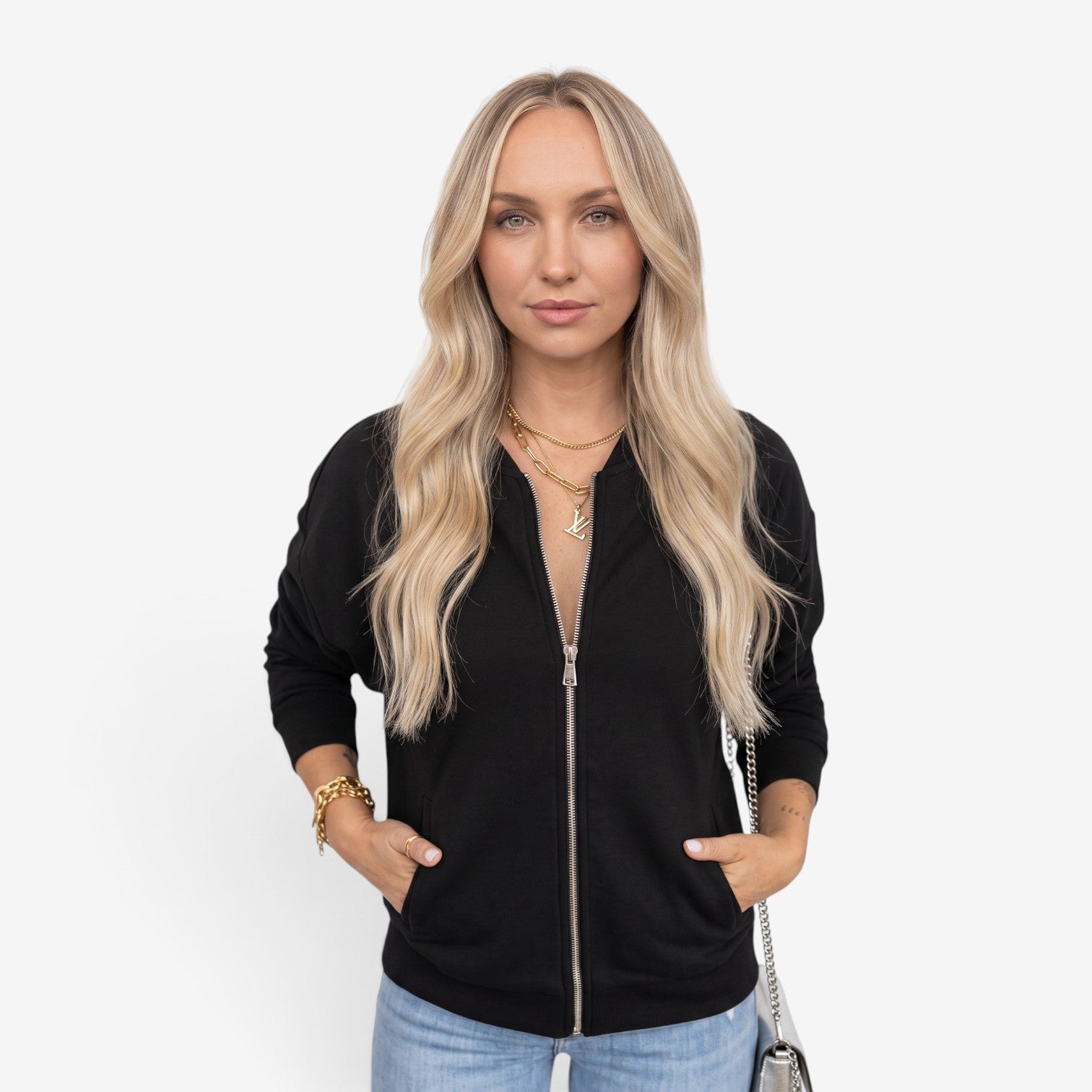Chaqueta Bomber con Cremallera para Mujer