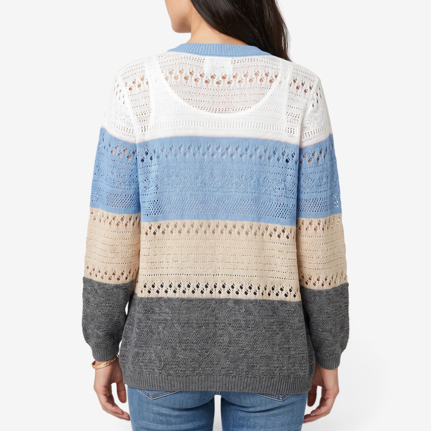 Cárdigan Calado Bicolor para Mujer