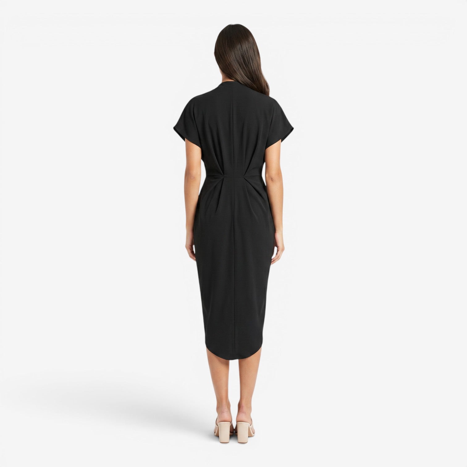 Vestido Plisado con Cuello V para Mujer