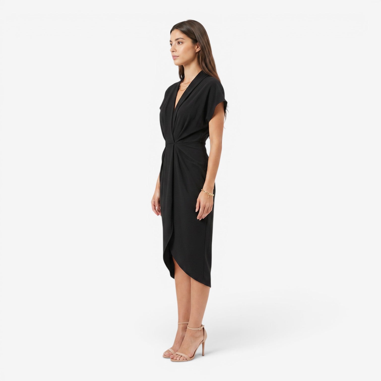 Vestido Plisado con Cuello V para Mujer