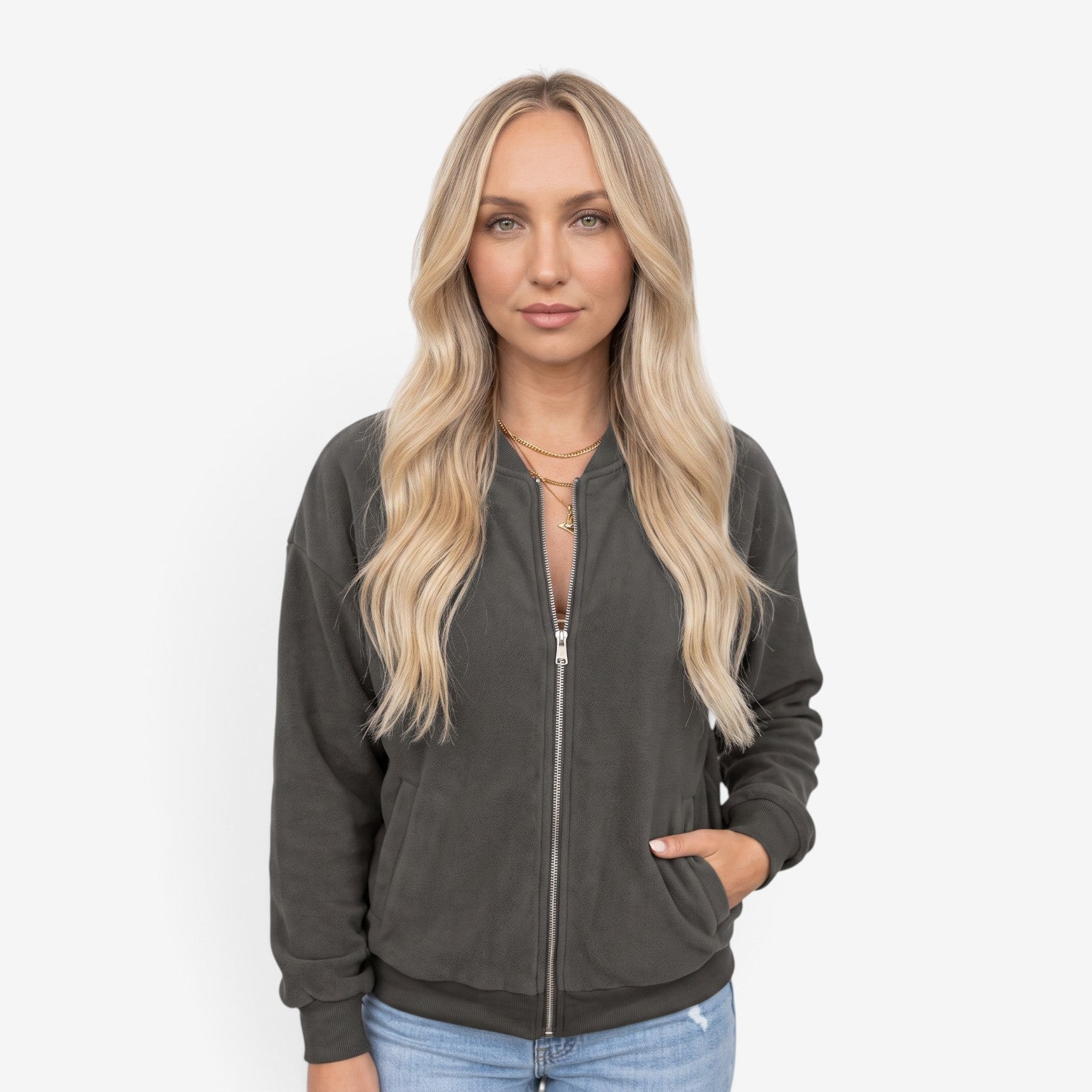 Chaqueta Bomber con Cremallera para Mujer