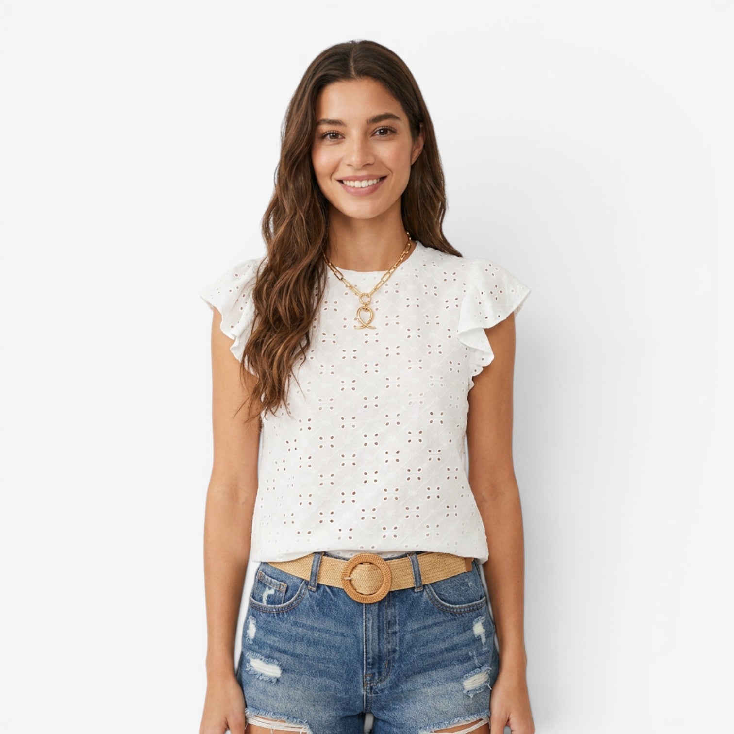 Camiseta de Punto de Manga Corta para Mujer