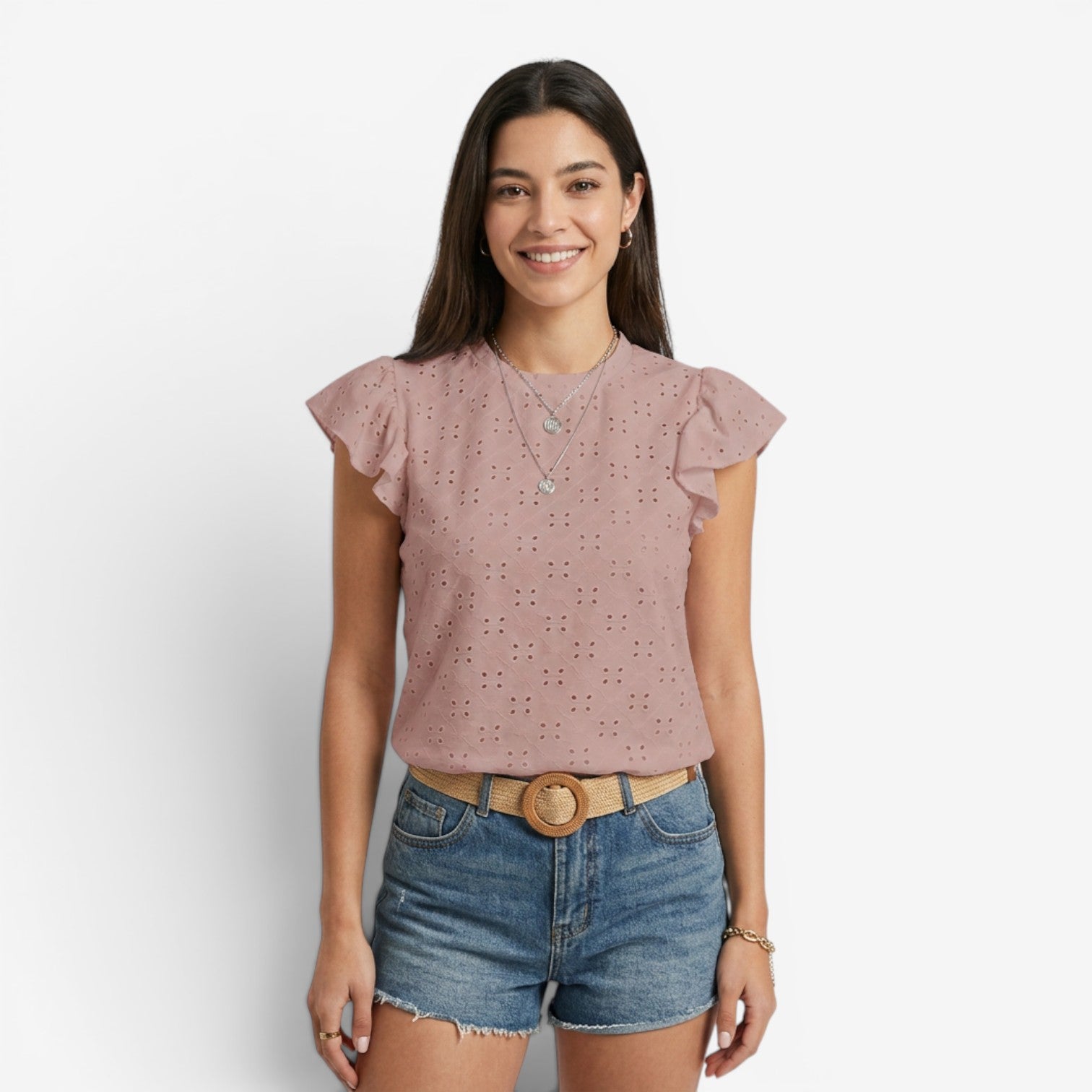 Camiseta de Punto de Manga Corta para Mujer