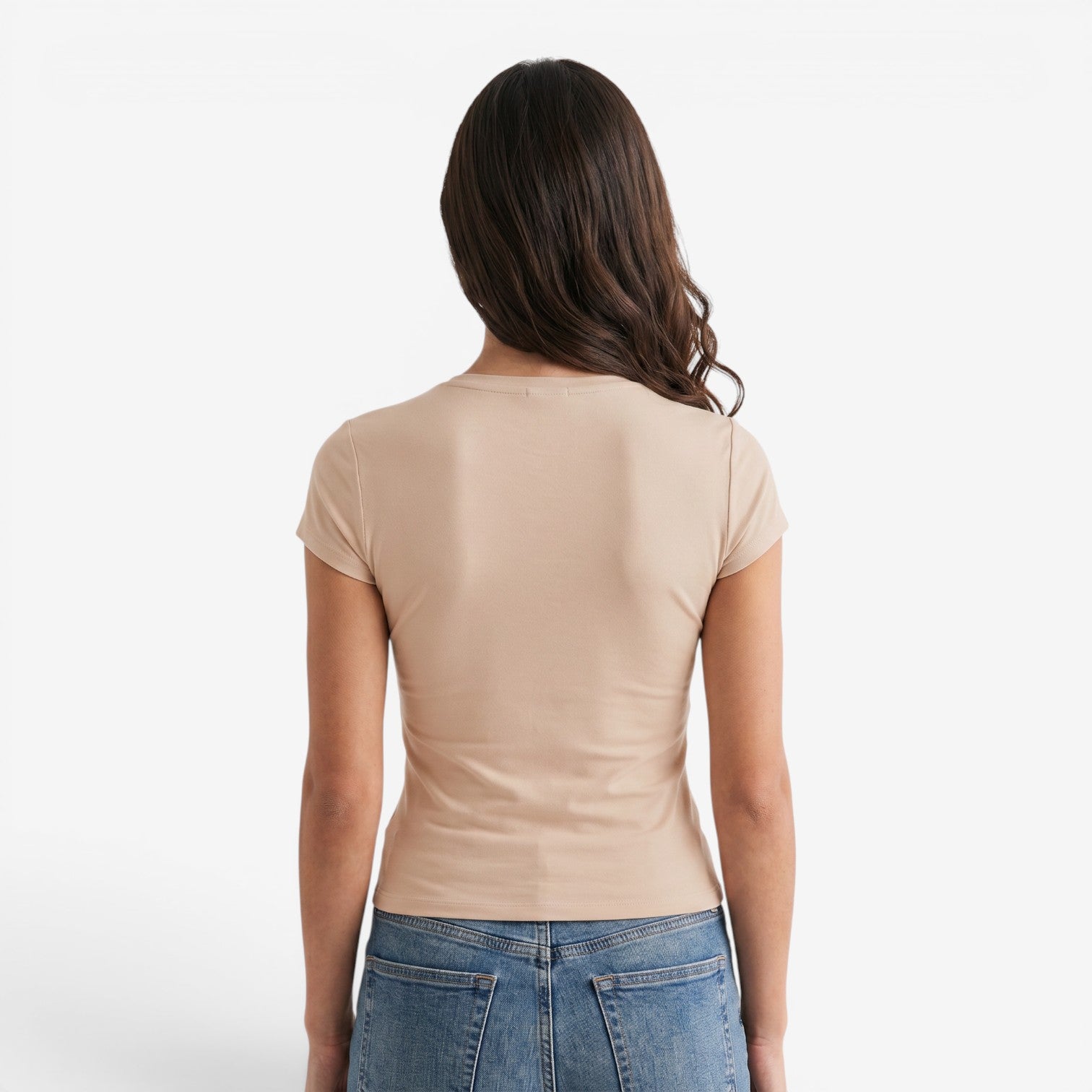 Camiseta Ajustada de Manga Corta para Mujer
