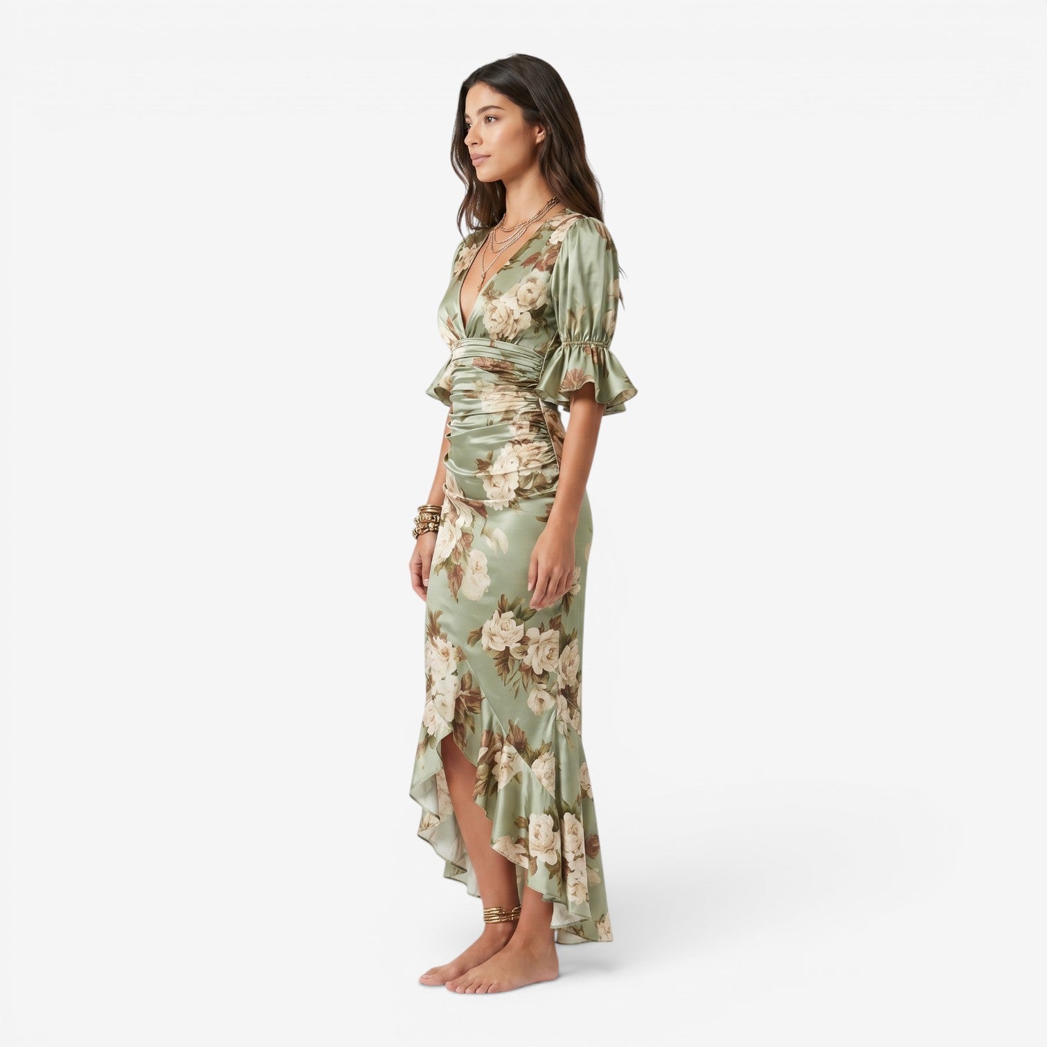 Vestido Largo de Manga Acampanada para Mujer