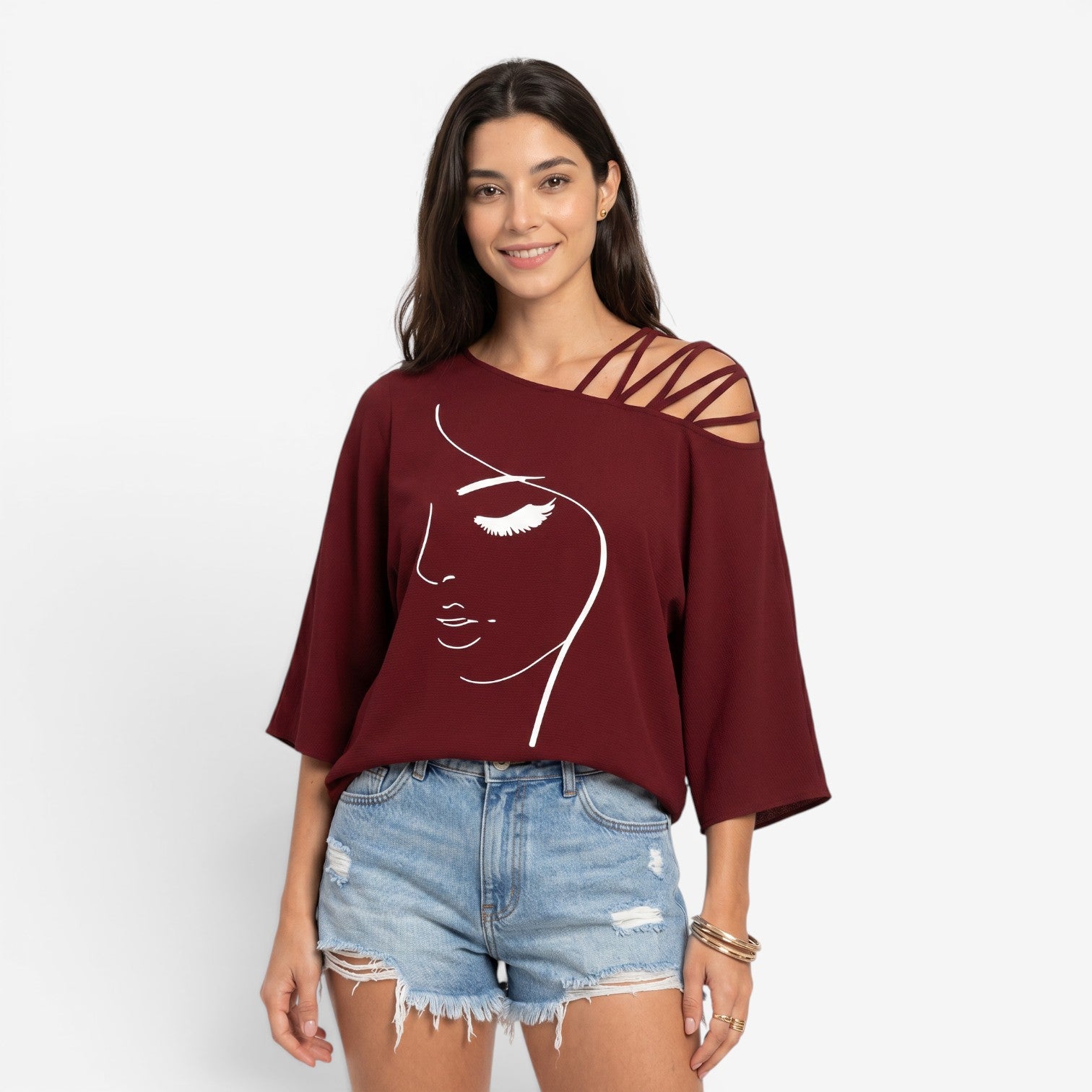 Blusa Casual con Detalles de Costura