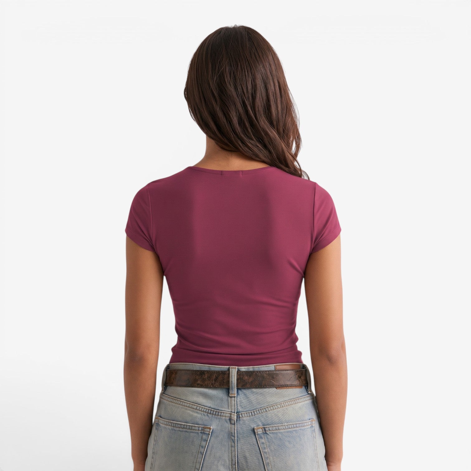 Camiseta Ajustada de Manga Corta para Mujer
