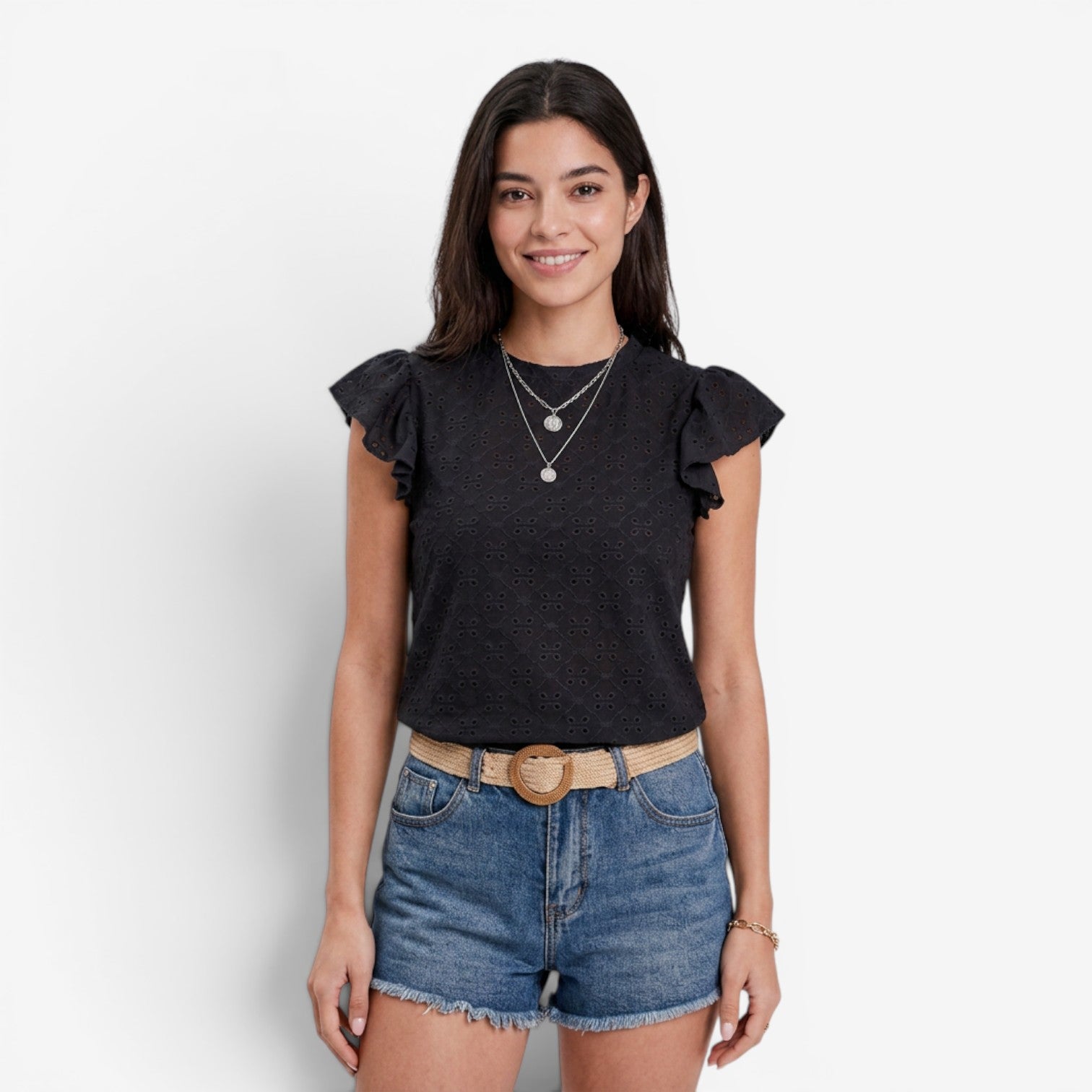 Camiseta de Punto de Manga Corta para Mujer