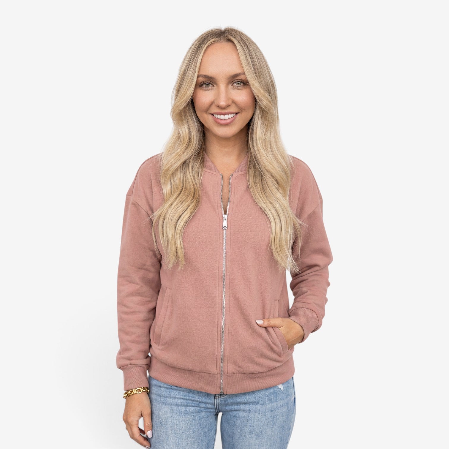 Chaqueta Bomber con Cremallera para Mujer