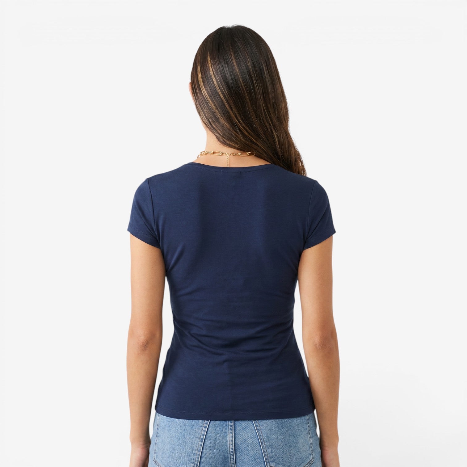 Camiseta Ajustada de Manga Corta para Mujer